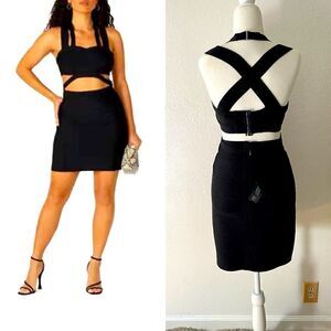 HERVE LEGER bandage black dress like new size medium